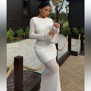 Zara Round Back Lace Midi Dress